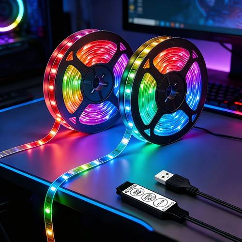 lqhzmyy rgb led light strip colorful lighting effects compatible with laptops and electronic devices ideal for bedroom decor parties home decoration tv christmas and holiday decorations