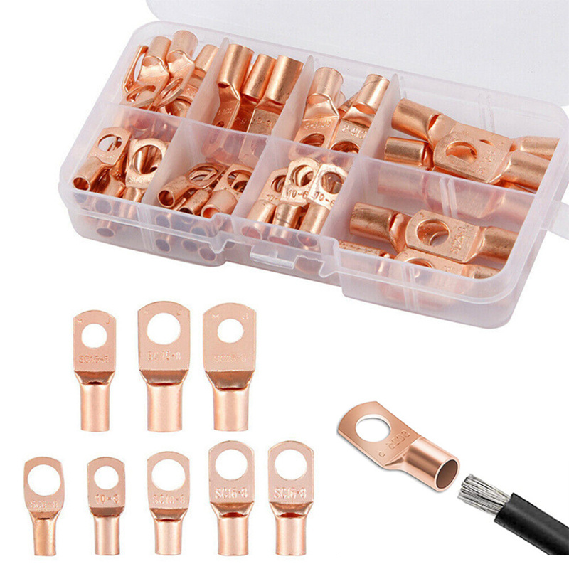 TEMU 60pcs Wire Lug Connector Ring, Heat Shrinkable Ring Terminals Set, Wire Crimp Connectors, Non-insulated Electrical Cable Eyelets, High-vibration
