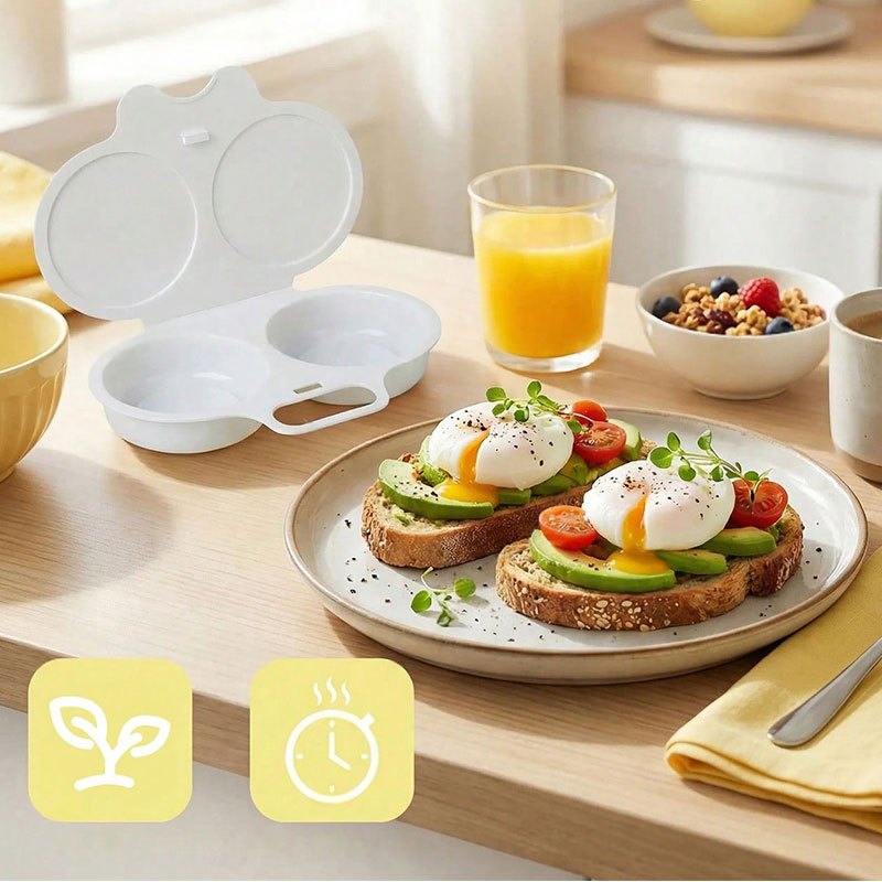 Microwave Steaming Egg Box, Double Compartment