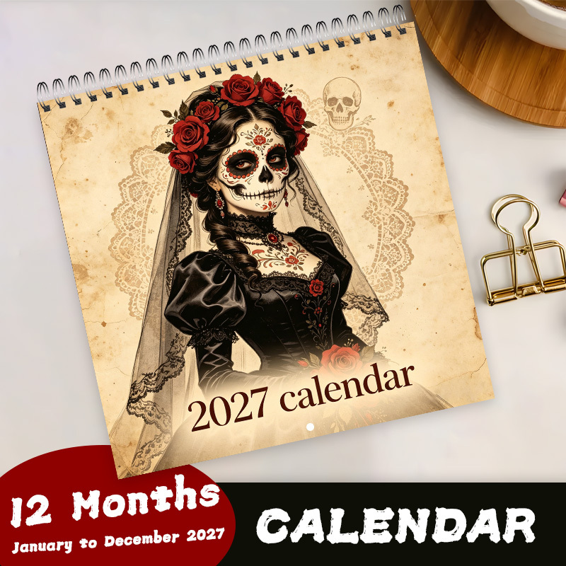 TEMU Calendrier mural 2027 (21 cm x 21 cm), , disposition de 12 pages, fabriqué en papier épais de qualité supérieure, idéal pour la décoration de et