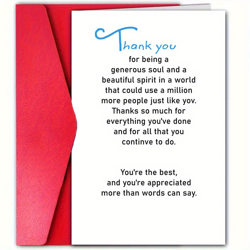 TEMU A Thank-you Card With An Envelope, Designed To Gratitude , Family, And Teachers For Their Support And Companionship, Perfect For Elegant Paper