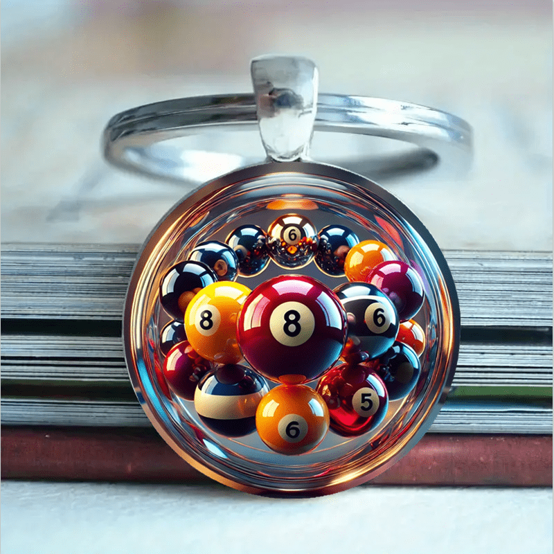 1pc Of A Billiards-themed Keychain Made Of Alloy - Features A Colorful Design Of , Sturdy Alloy Glass, Perfect For Home, Office, Or As A Gift, 2d Style