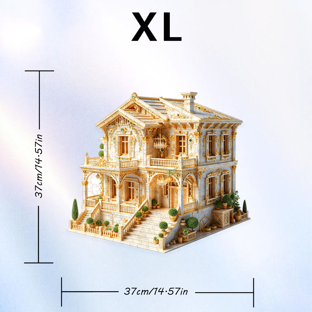 European White Retro Villa Irregular Wooden Puzzle