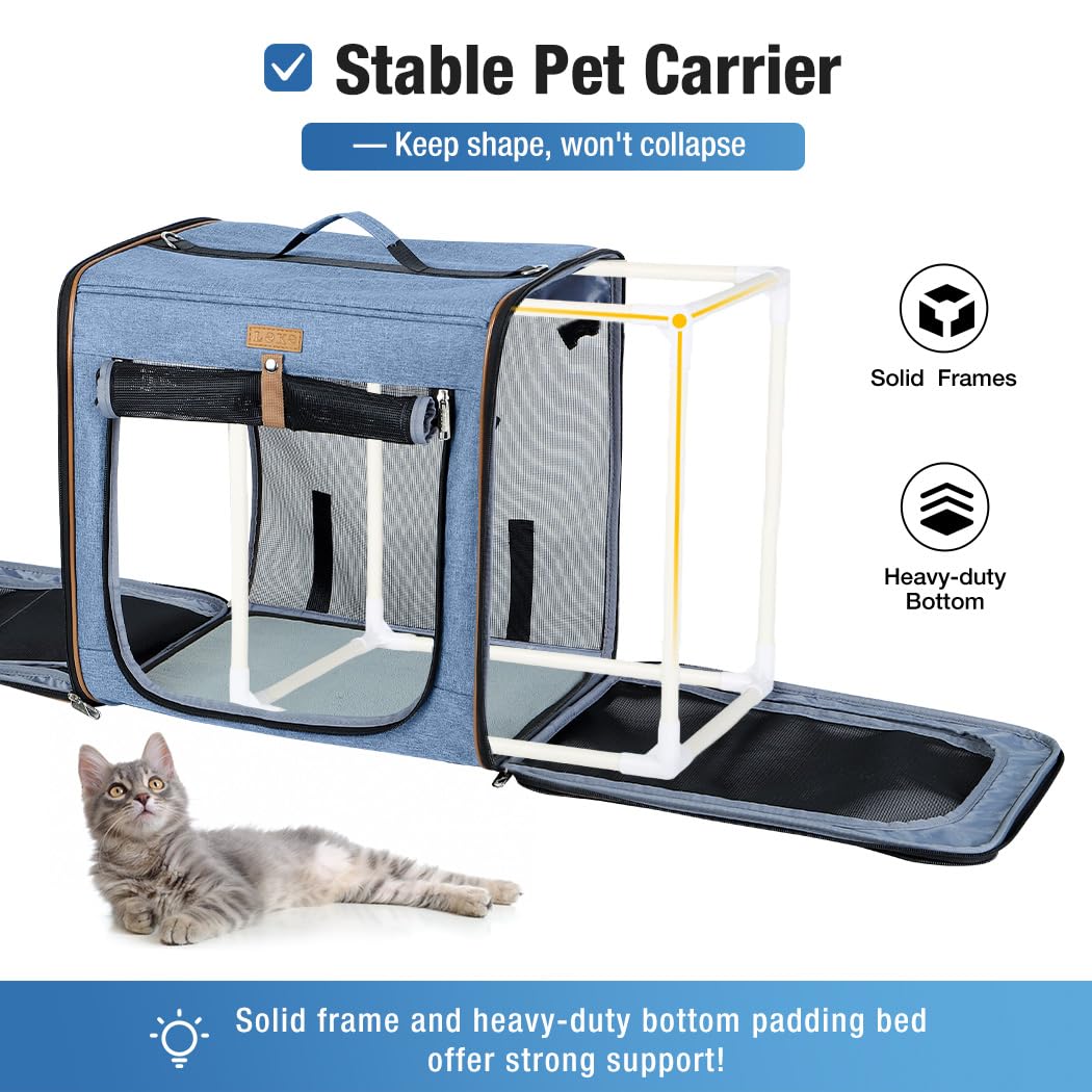2 in 1 large cat travel carrier with removable litter box heavy duty soft sided   with zipper locks   17 7 x 16 5 x 13 design ventilation system cushioned base for car airplane moving durable easy clean carrier for ca