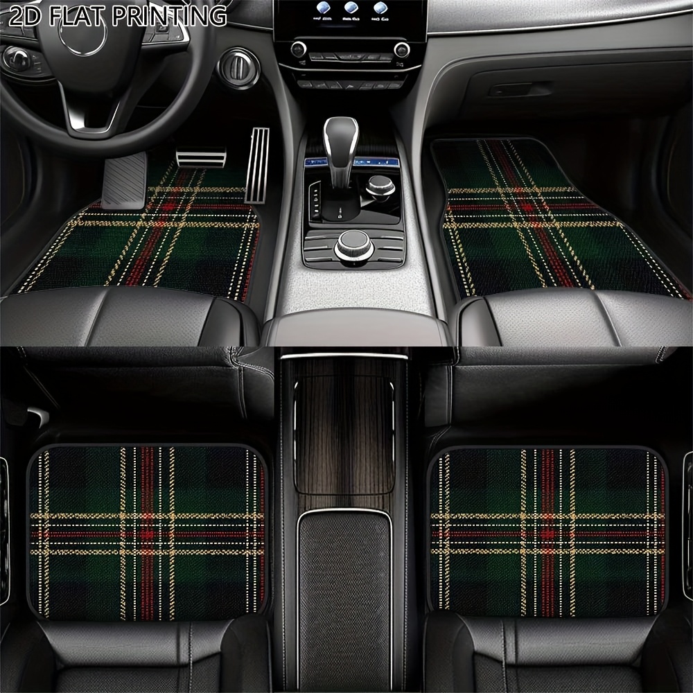 TEMU 4pcs Classic Plaid Car Floor Mats â Durable, Easy To Clean And Install, Suitable For Sedans, Suvs, And Trucks. A Perfect Gift For Holidays Like