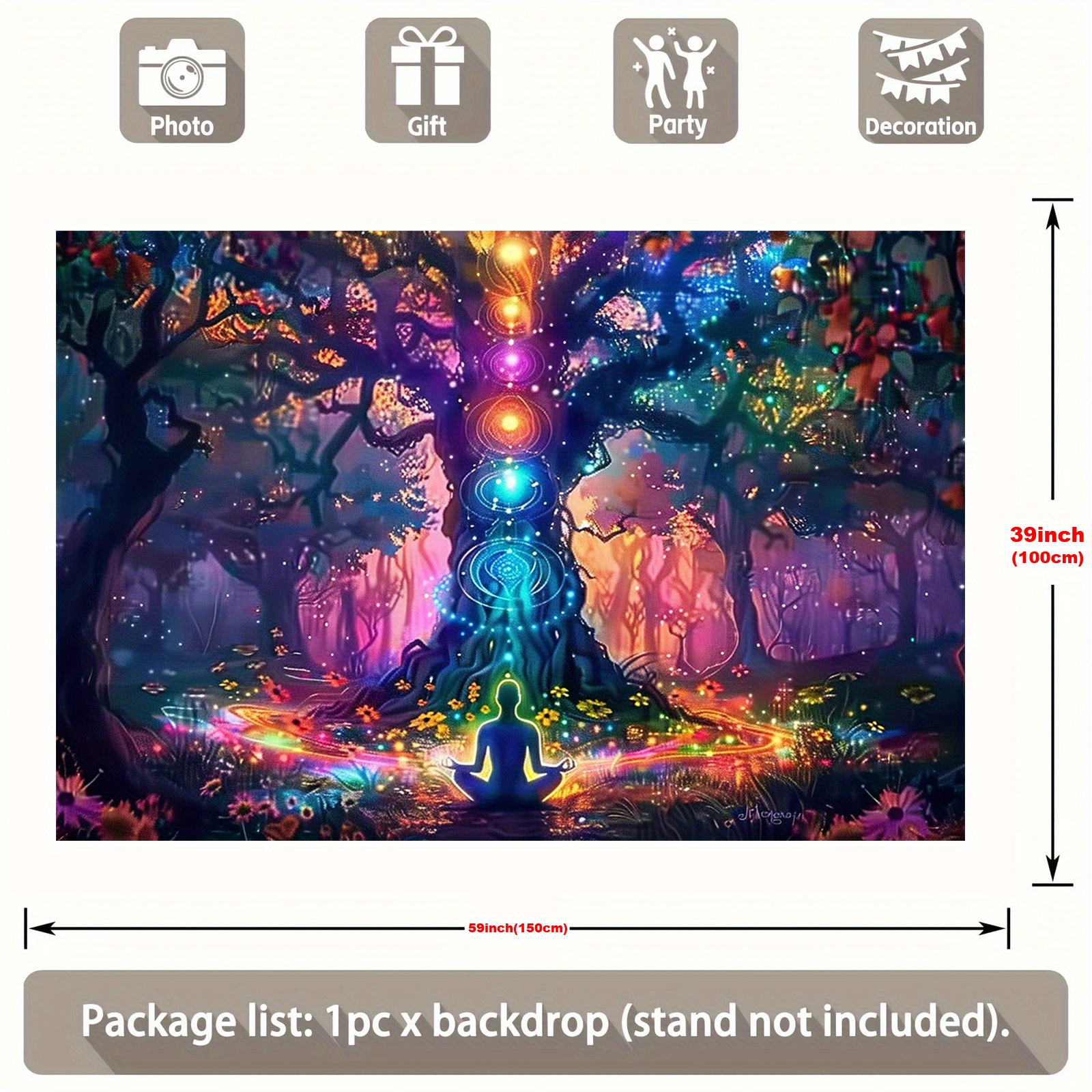 Tree Of Life Chakra Tapestry For Yoga Meditation Wall Decor_voghion.com