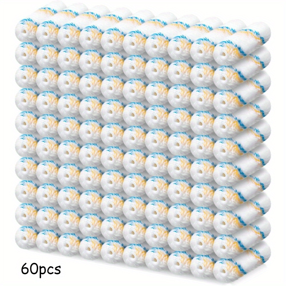 Image of 60pcs Of Fiber Paint Roller Kit, Suitable For Doors, Decoration, Edges, Building Renovation, Wall Painting, Diy Decoration, Etc