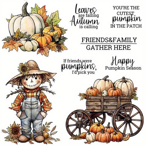 item picture 1pc original pumpkins and scarecrows clear metal cutting dies for diy scrapbooking crafts handmade gift birthday silicone cutting dies
