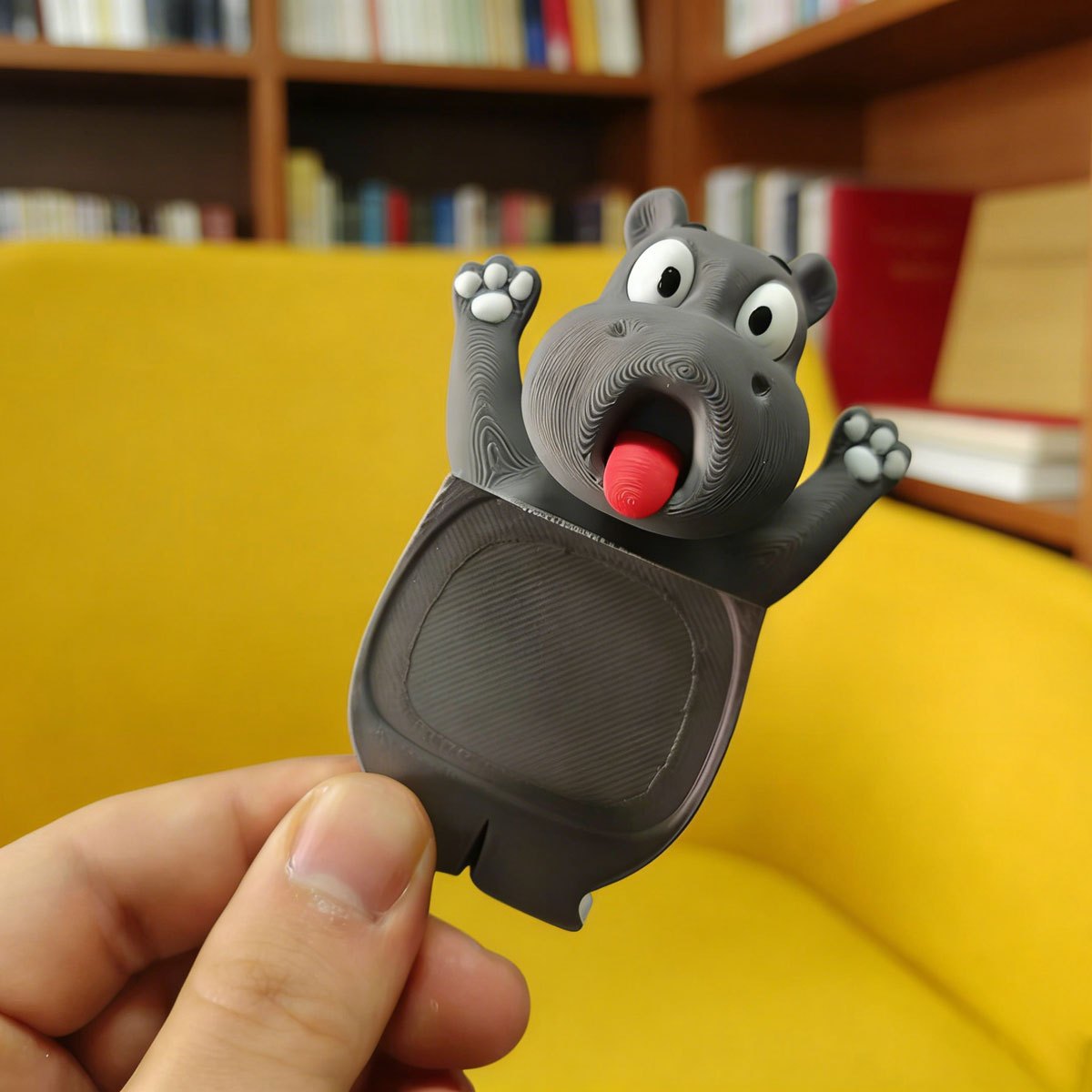 New Product - Cute Hippo Bookmark - Gray Funny Sucking Tongue Bookmark - Animal Cute Cartoon Page Holder - 1pc