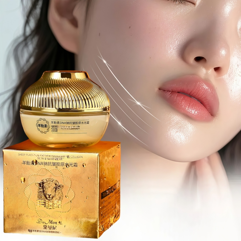 Cremă de frumusețe coreeană luxoasă, cu extract de placenta, colagen, ADN, niacinamidă și Centella Asiatica | Unisex, hidratantă, potrivită pentru toate tipurile de piele, ambalată elegant în auriu, 50G/1.76Oz