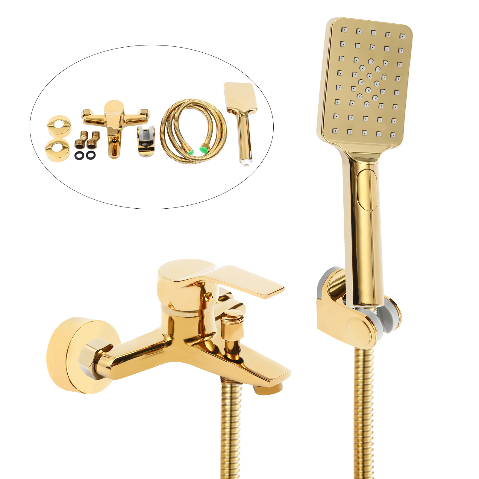 E-shop Luxus Badewannen-Duschsystem-Set mit Dual-Control Heiß/Kalt Hebe- Dreh-Armaturen, 3 Sprühmodi (Dusche/Regen/Massage), Wandmontierte