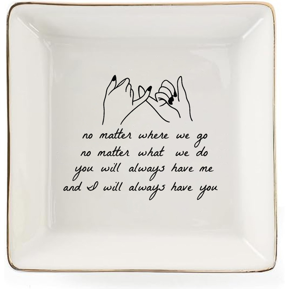 TEMU Jewelry Dish With Heart & Ring Holder - Elegant Trinket Tray For Women, Mothers, - Wedding, Birthday, Christmas Gift - 4.13in Square Ring Dish,