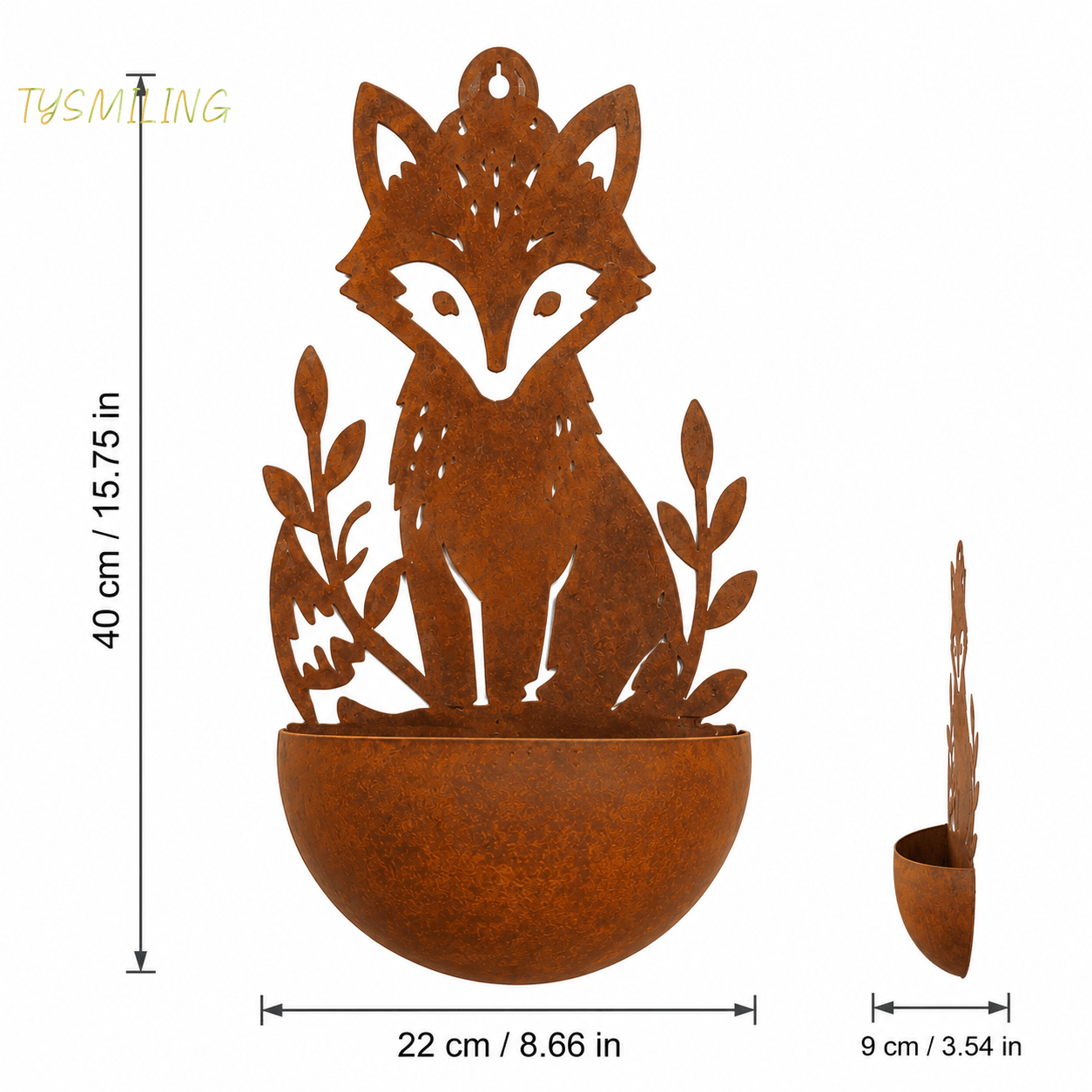 Image of Rustic Wall Planter, Hanging Half-round Flower Pot With Woodland Leaf Design For Garden, Patio, Fence And Outdoor Wall Decor, Weathered Rust Finish