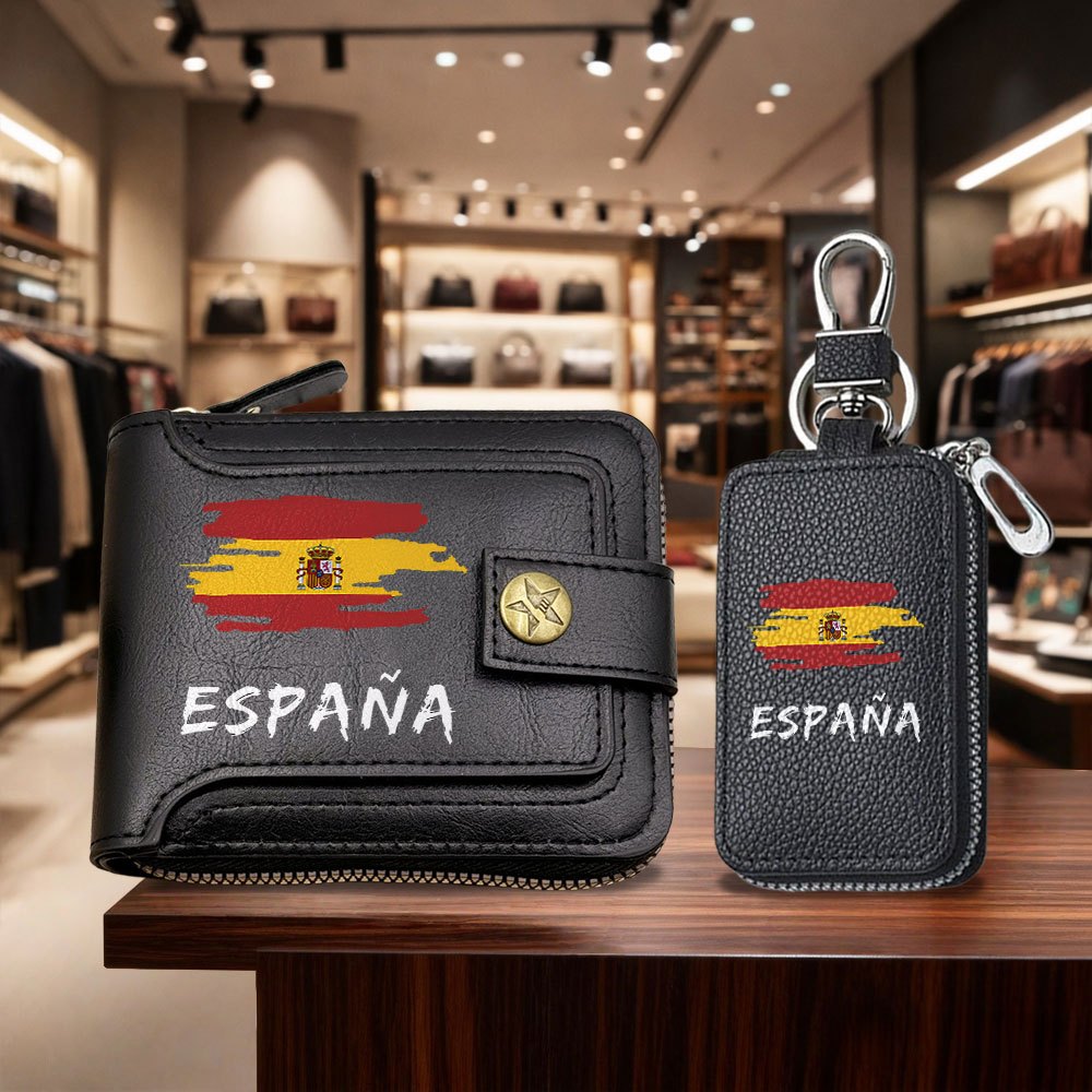 TEMU Juego de 2 piezas de y llavero para hombre con de España - deportivo de temática española y corta adecuada para regalos del Día , , graduación,