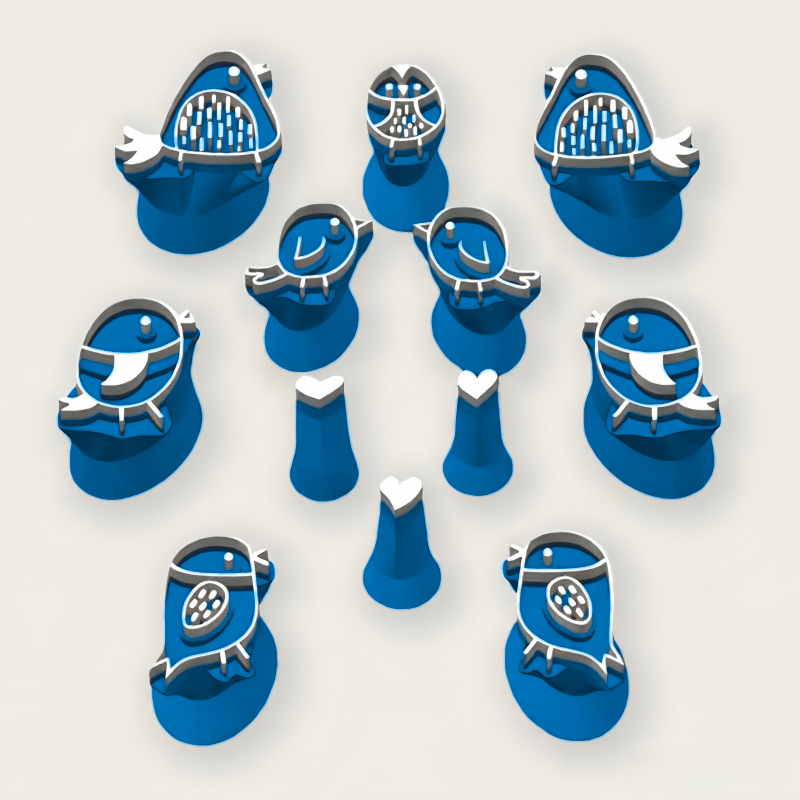 Image of 12pcs Clay Stamp And Molding Kit With Multi-shape Bird, Heart Stamps - Plastic Clay Set For Making, Pottery, Scrapbooking, Card Making - Compatible With Polymer Clay, Wax, Resin Crafts