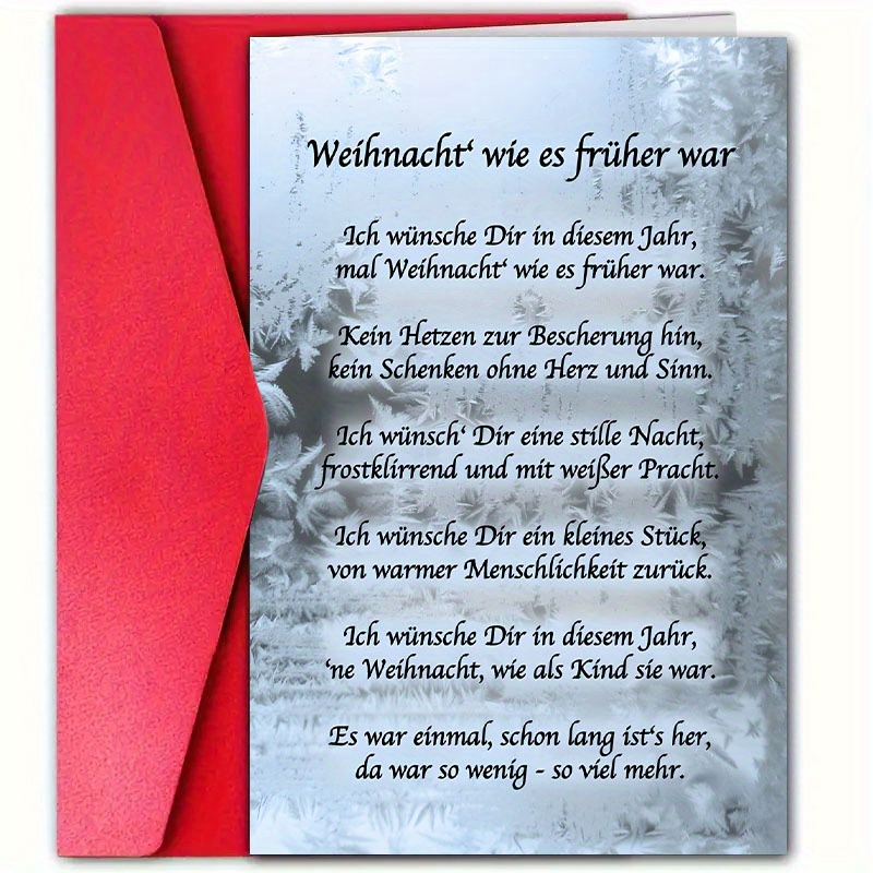 TEMU 1 German Christmas Card With Envelope, Festive With Humorous English Text, Perfect For Family, Lovers , Ideal For Christmas Celebrations And
