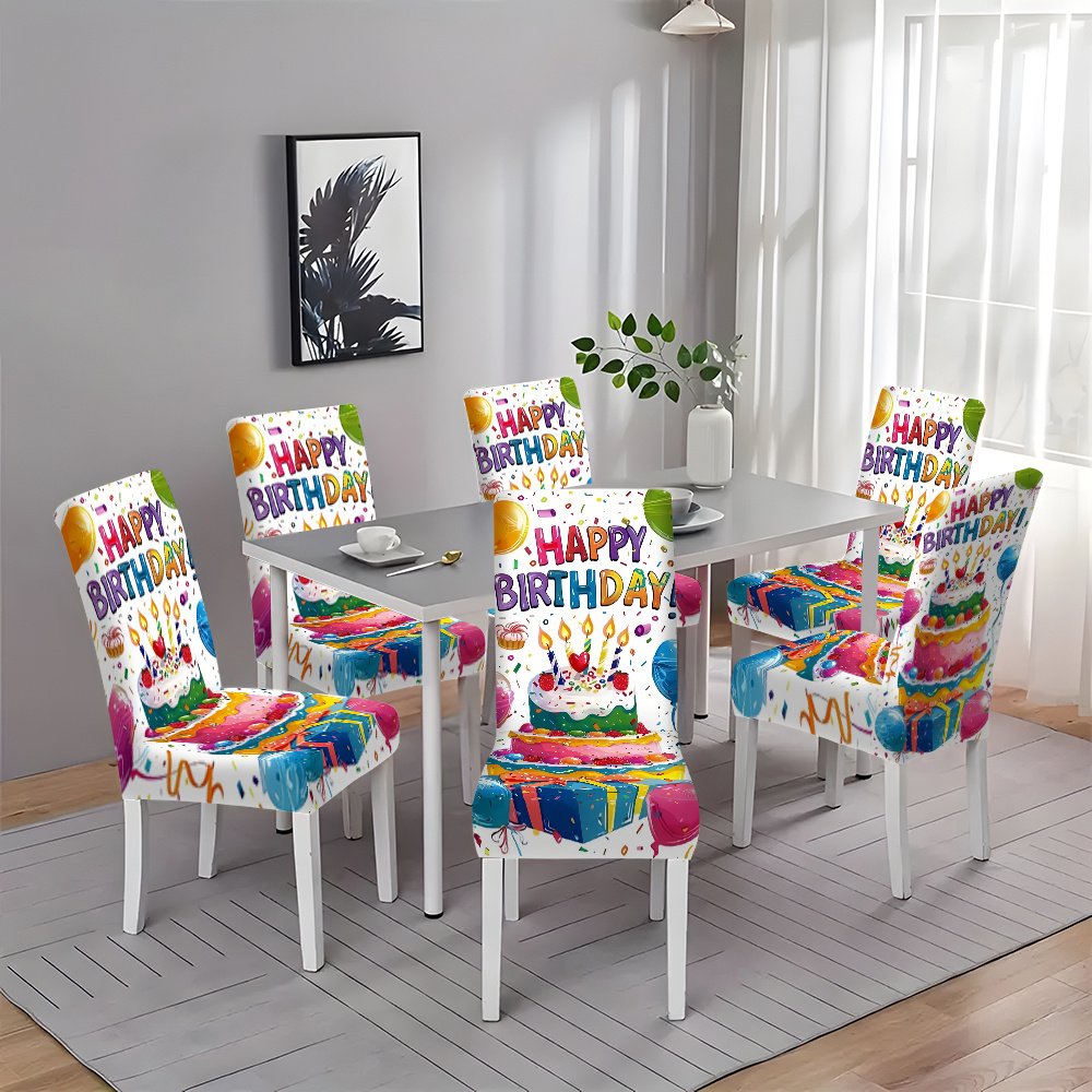 

2/4/6pcs Printed Chair Covers, Decoration, Full Set Of Dining Table And Chair Covers, One-piece Home Stool Cover