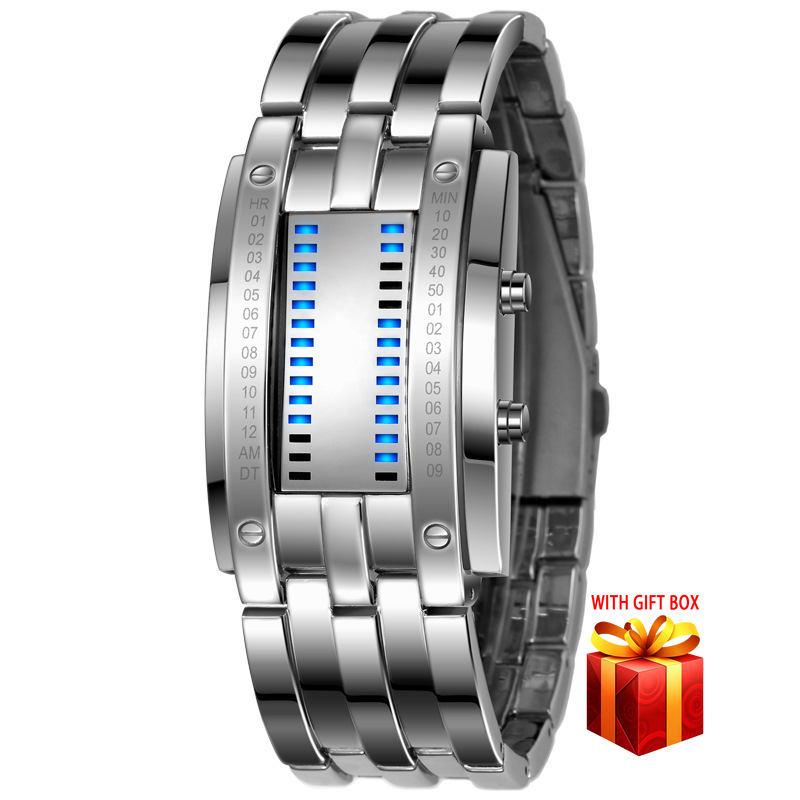 Image of Men's And Women's Fashionable Watches, Binary Display, Square Men's And Women's Fashionable Casual Wristwatches. Watches With Light- Display, Suitable For Casual And Business Wear.