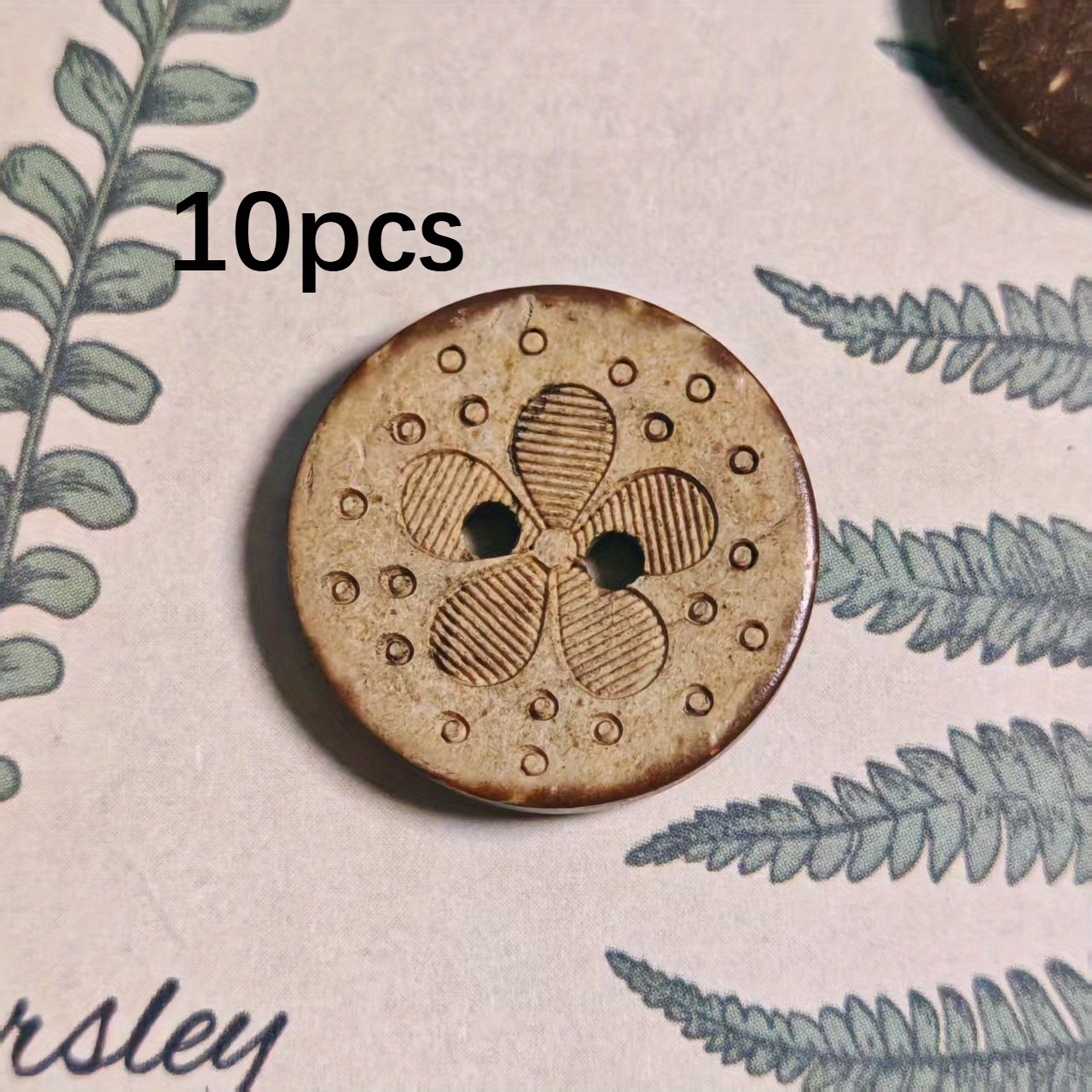 10pcs Round Coconut Shell Small Flower Buttons, 20mm, 2 Holes, Sewn Items, Clothing Accessories |