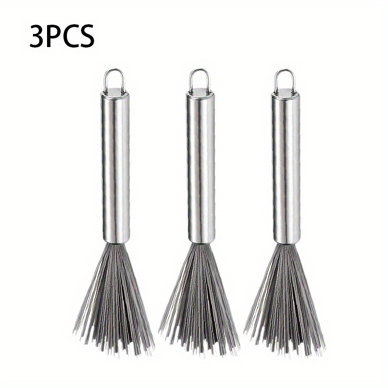 3pcs/ 4pcs Multi Functional Cleaning Brush, Stainless Steel Handle+PET Bristles, Can Be Used for Cleaning Pots, Fans, Air Conditioning Vents, and Desktop Cleaning
