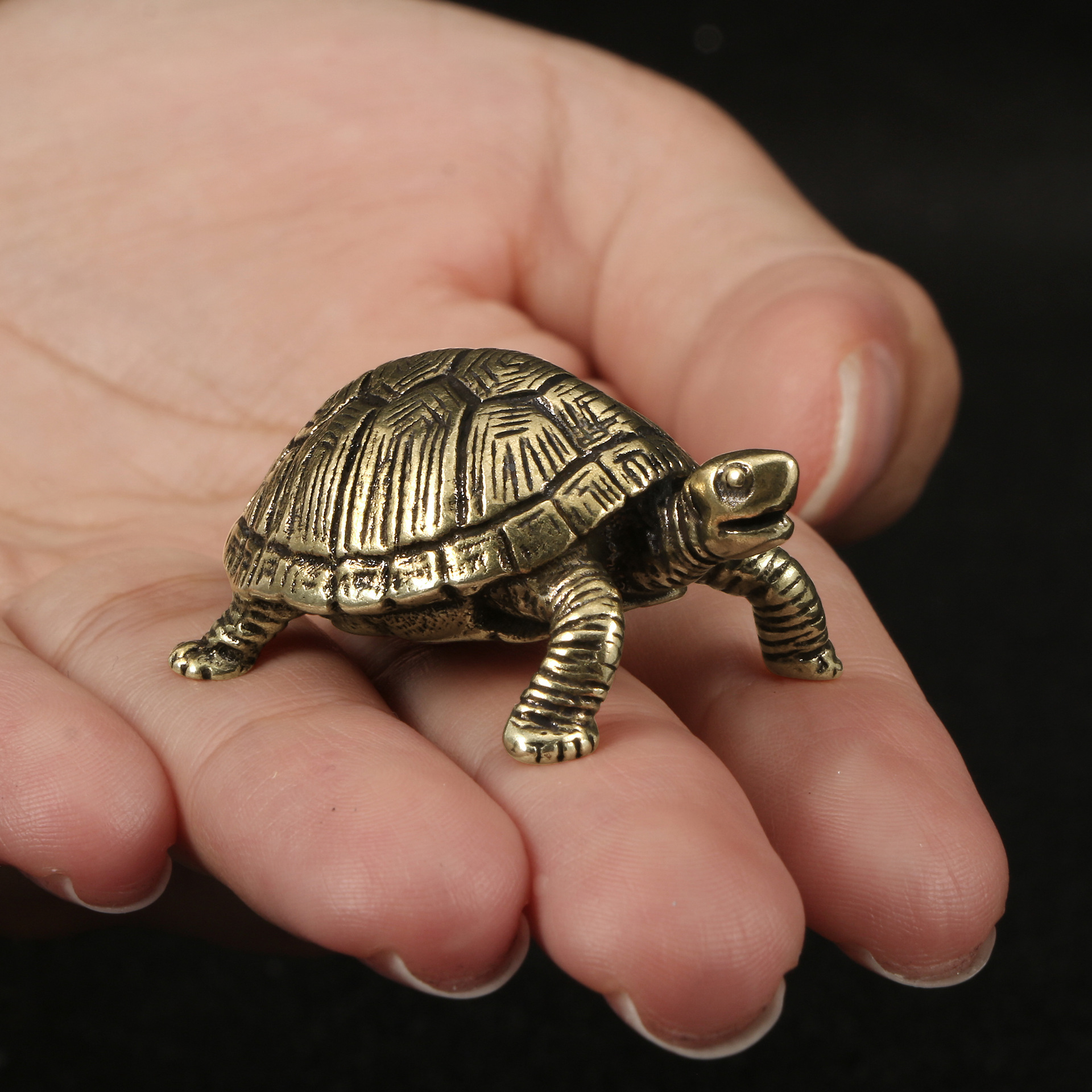 E-shop Massiver Kupfer Schildkröte Messing Langlebigkeit Geld Schildkröte Kleine Statue Ornament Tee Haustier Desktop Handwerk Weihnachtsdekoration, ,