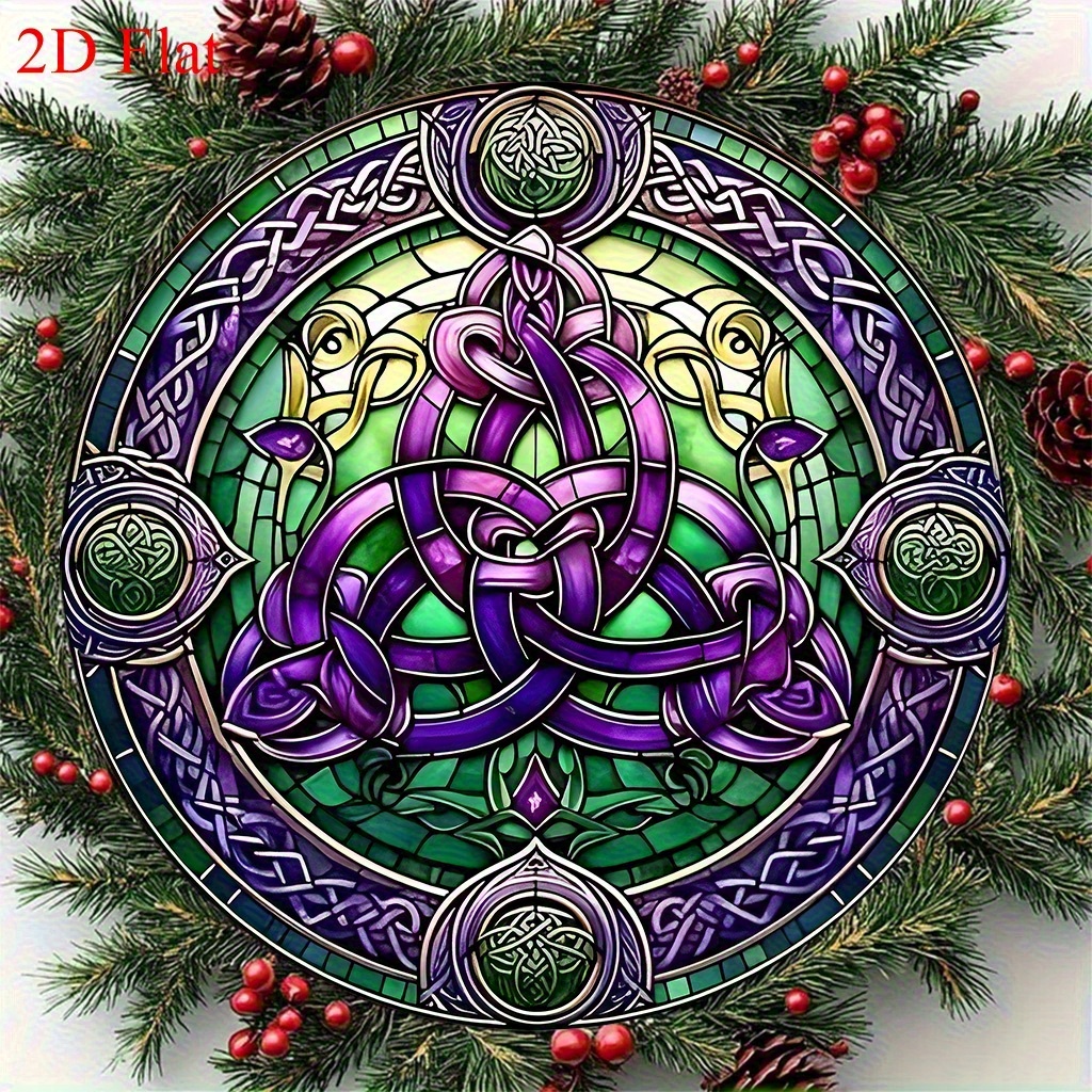 TEMU 2d Flat, 1pc Bohemian Celtic Knot Sun Wall Decor - Round Dyed Acrylic Irish Knot Sign Suitable For Housewarming Gifts, Window Decorations &