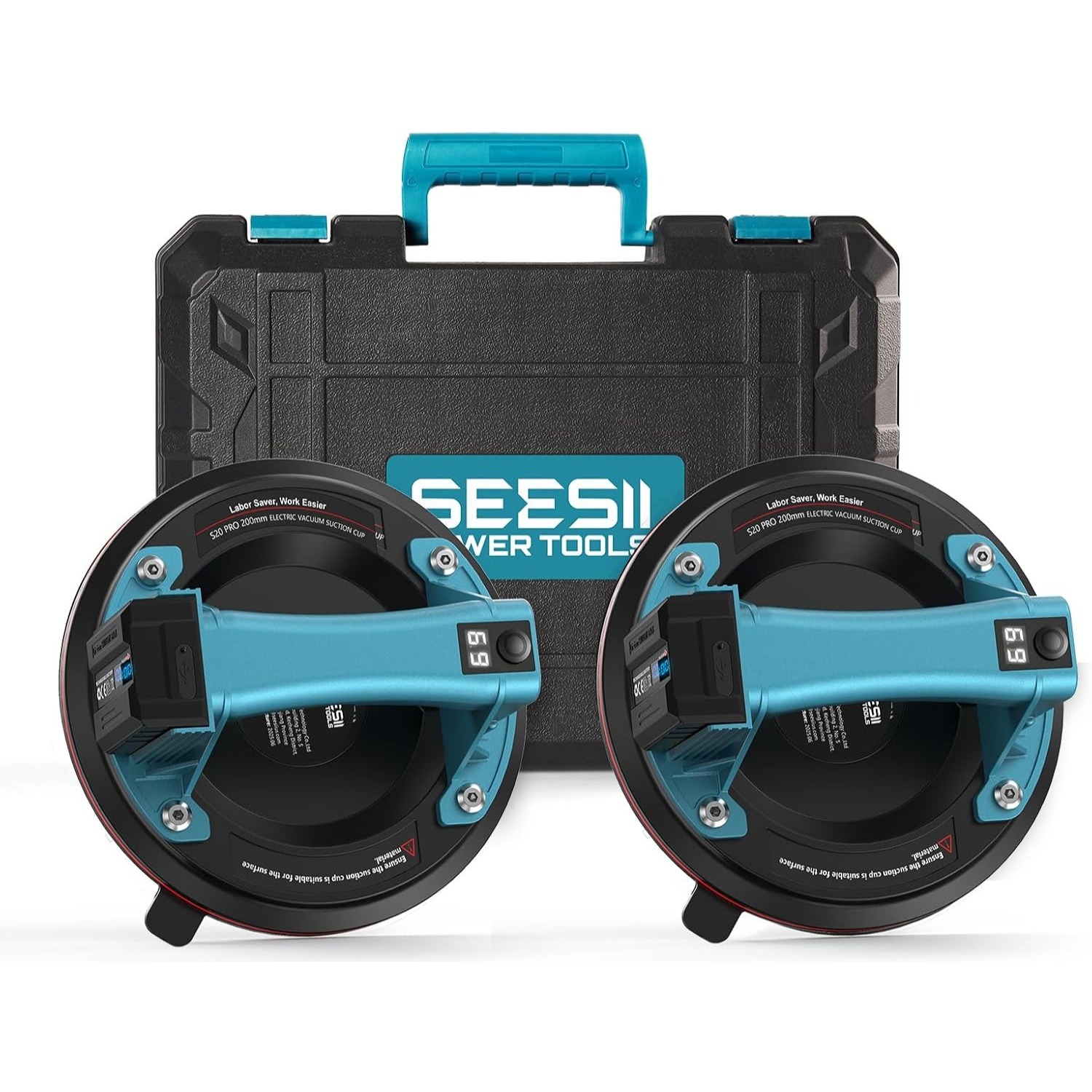 TEMU SEESII Ventose per Carico e Sollevamento Extra Forti, Confezione , 200 mm, Strumento di Suzione per Piastrelle con Indicatore di Pressione,