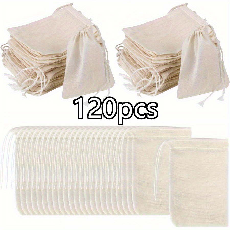 120pcs Reusable Drawstring And Linen, White, Perfectfor Storing Items Like Jewelry, Gifts for Wedding Parties, And for   Decorations,  , Gift Packaging, Reusable Pouches, Versatile Storage, Handmade Feel, Linen Material, Decorative Pouches, Multipurpose Bags,  , Bridal Party