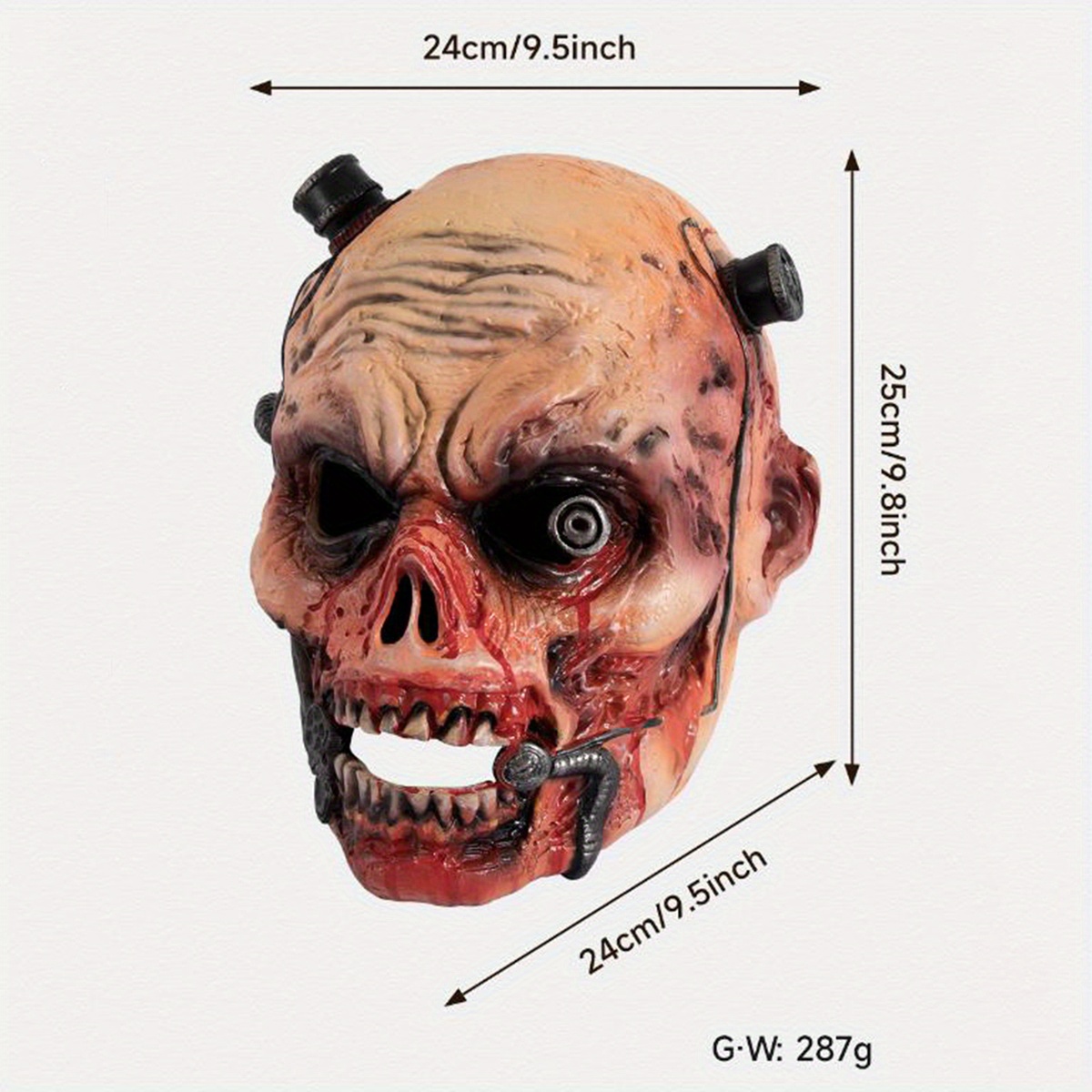 Masque Zombie Halloween En Latex - Effrayant, Respirant, Taille Unique | Accessoire Cosplay Pour Maison Hantée, Soirée Déguisée