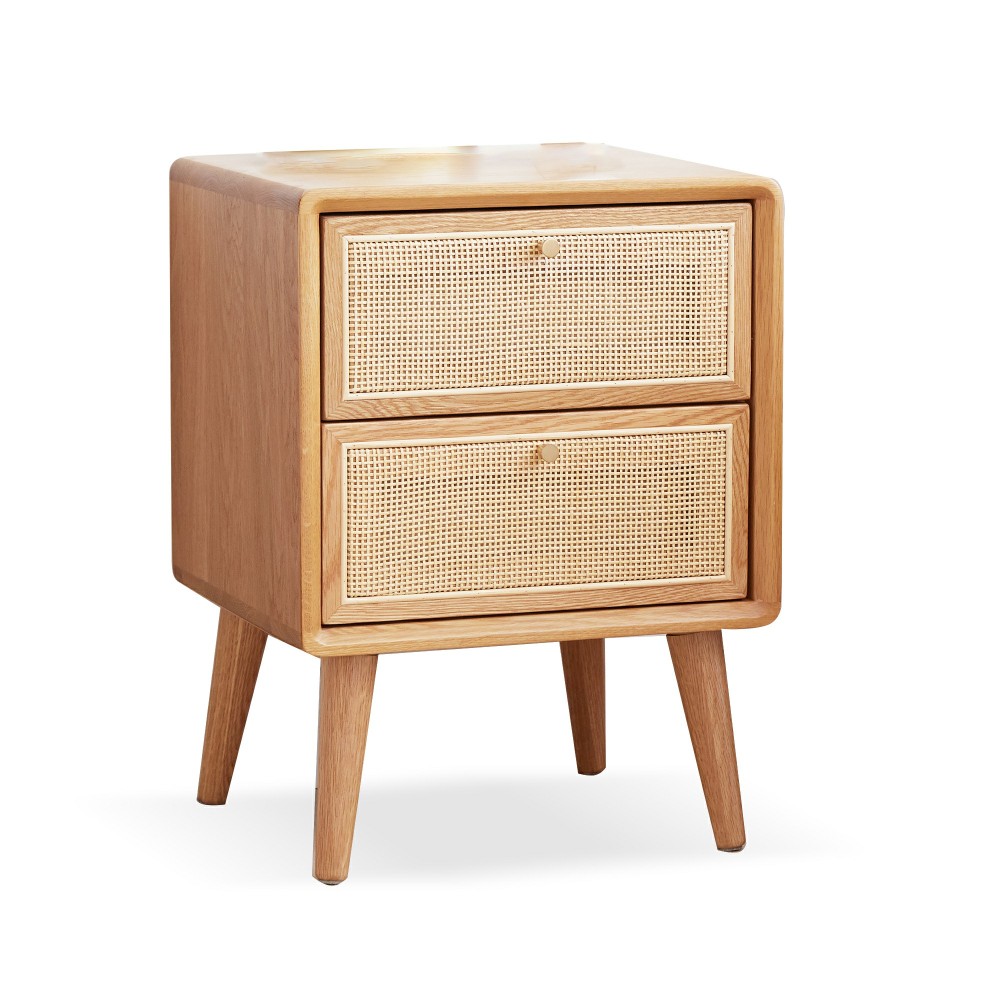 Pure Solid Wood Bedside Cabinet Modern Easy Nightstands North America Oak Bedside Cabinet Nordic Bedroom Solid Oak Storage Cabinet 15.75inch