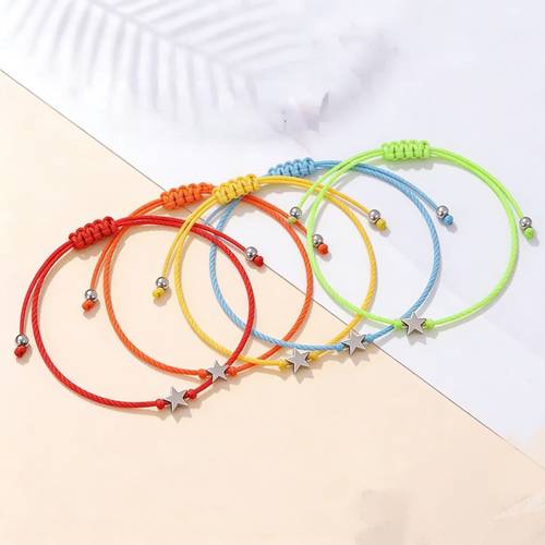 border new five pointed star european and american wax rope b ided adjustable 5pcs stackable wristband