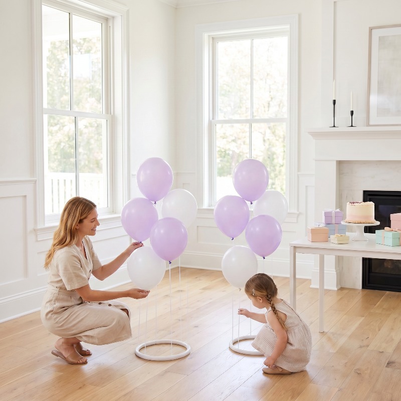 TEMU 2 sets ronde ballonstandaardset met stabiele verzwaarde basis, houdt in totaal tot 10 ballonnen, ballonaccessoires, eenvoudig te monteren ronde