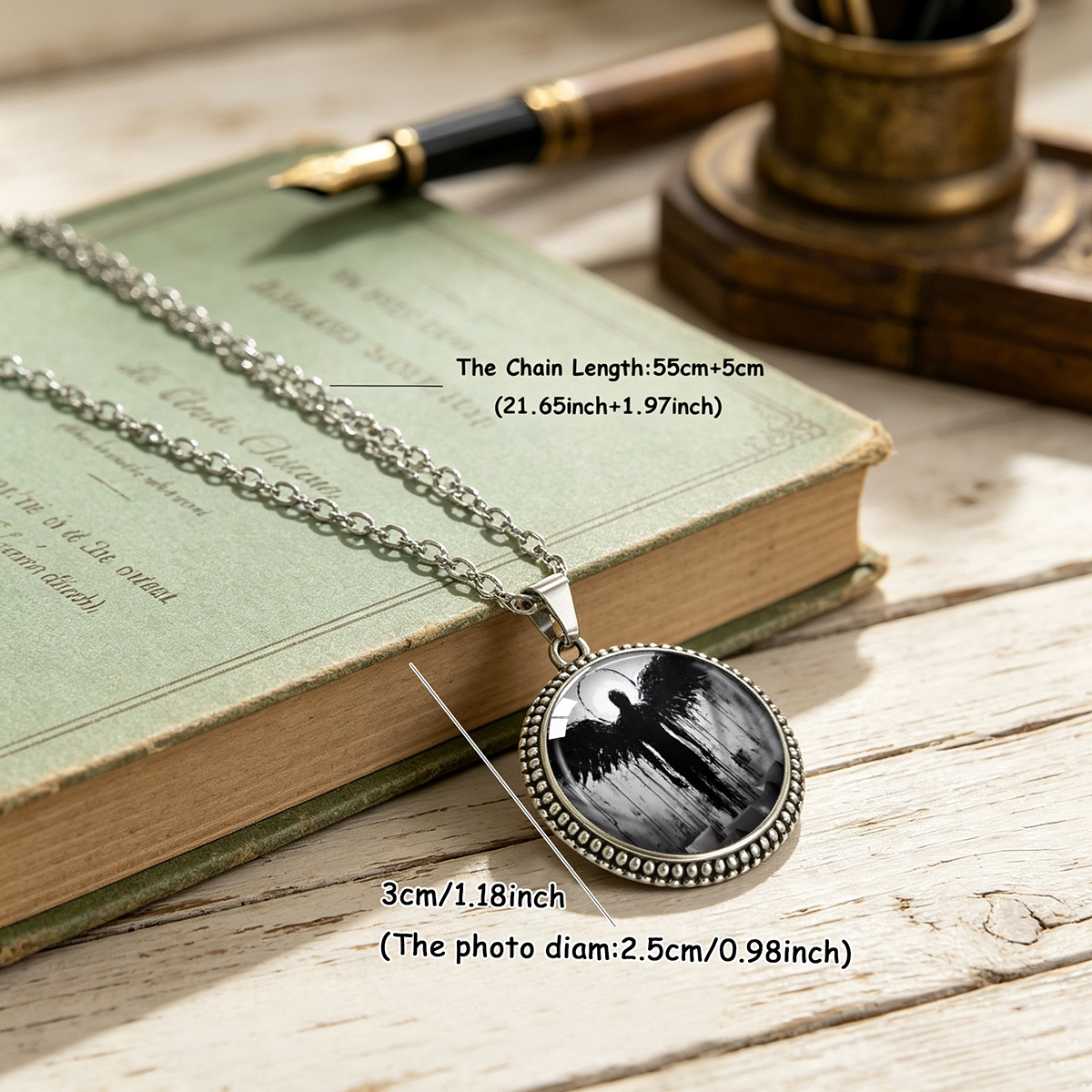 Muyoo Gothic Black Angel Pendant Necklace