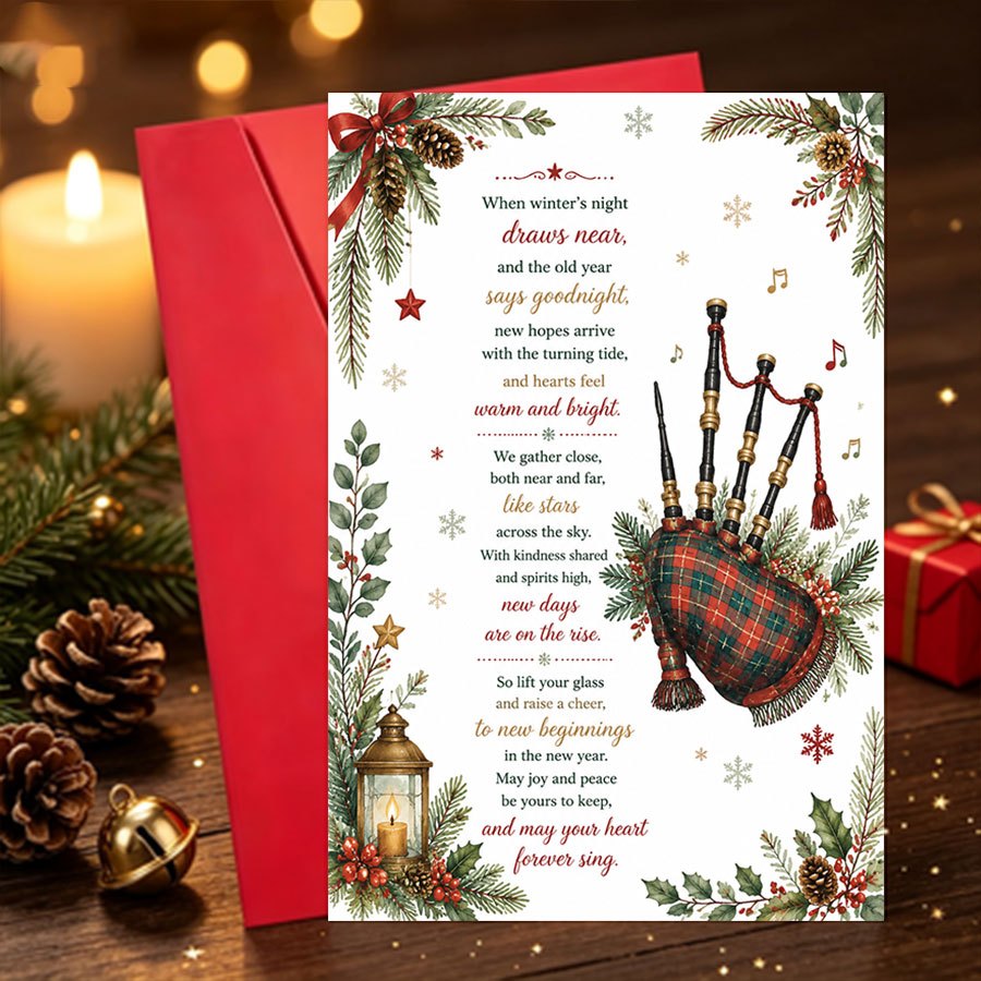 TEMU 1pc Christmas Scottish-themed Greeting Card For Adults, Ideal For Winter Gatherings And New Year Wishes