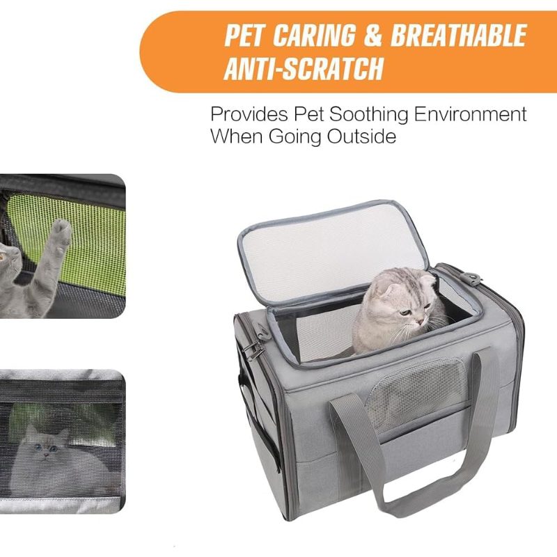 Rolling Soft-Sided Travel Bag with Wheels And Handle, Collapsible Design for Easy Storage, 360 Smooth Rolling Wheels, Adjustable Telescopic Handle, Soft Cozy Interior for Pets