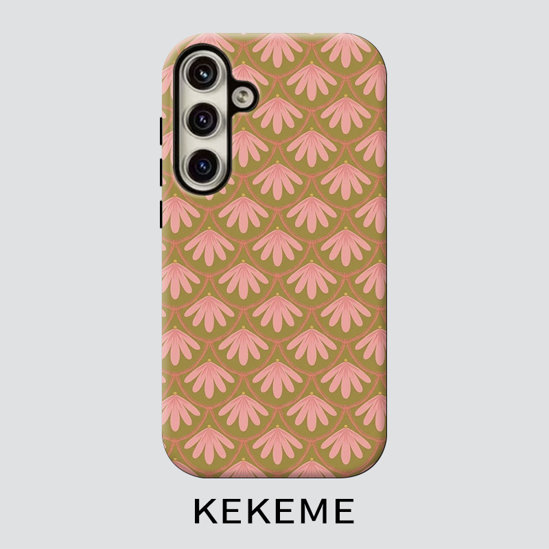 TEMU Phone Case: Kekeme Vintage Fan-shaped Flower Film -one Phone Case, Suitable For Galaxy S26 S25 S24 S23 S22 S21 S21+ S21 Fe Edge S20 A15 A16 A17
