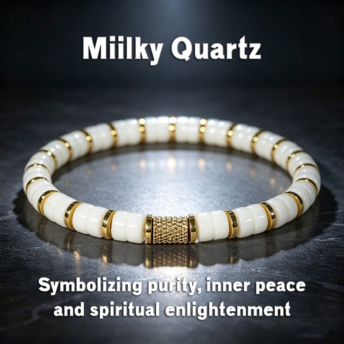 TEMU Milky Quartz 8mm Beaded Bracelet For Men Women, Natural Stone Bracelet Implies Purity Spiritual Enlightenment Bead Bracelet, Fashion Spiritual