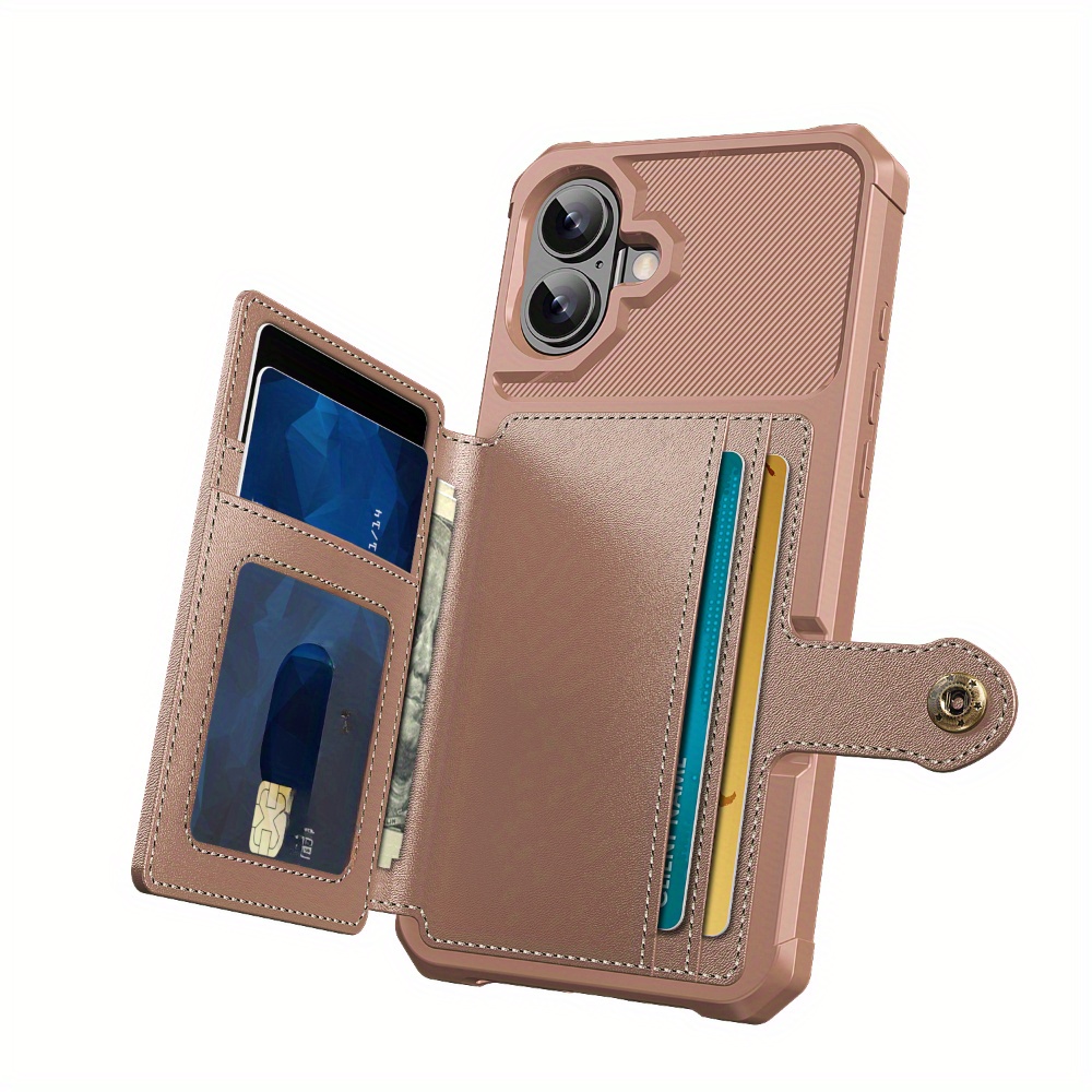 TEMU Phone Case: Zm03 Lychee Texture Slot-in Card Insert Flip Cover Card Holder Wallet Case With Marble Pattern And Large View Window, High-end Case.