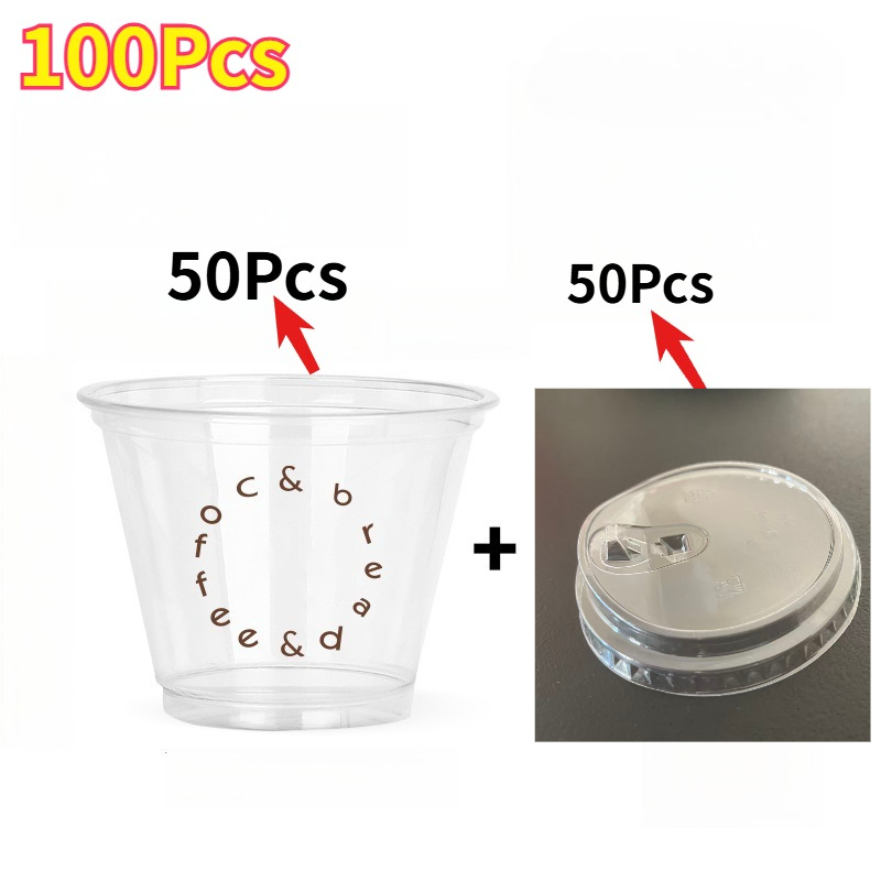 40/80/100pcs Clear Coffee Cups with Straight Drinking Lids