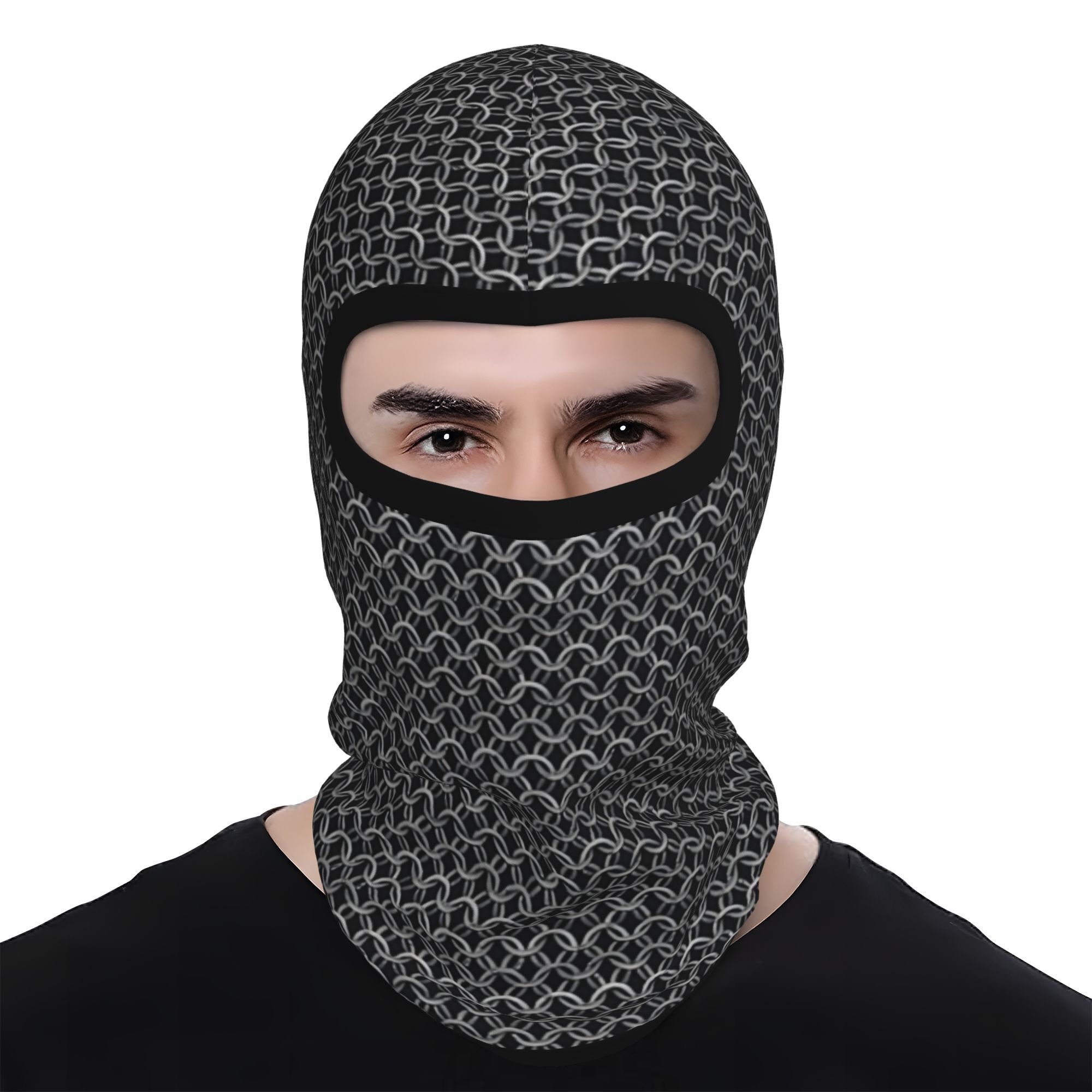 TEMU 1 pieza Máscara cortavientos tipo de malla estampada, pasamontañas cortavientos para ciclismo y esquí, cubrecara y calentador de cuello, diseño