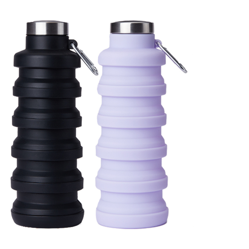 Image of 2pcs Collapsible Water Bottle, 16oz Portable Reusable Silicone Water Bottle, Leak-proof Foldable Design Lightweight Durable For Gym, Travel, Camping, Hiking, Sports Water Bottle