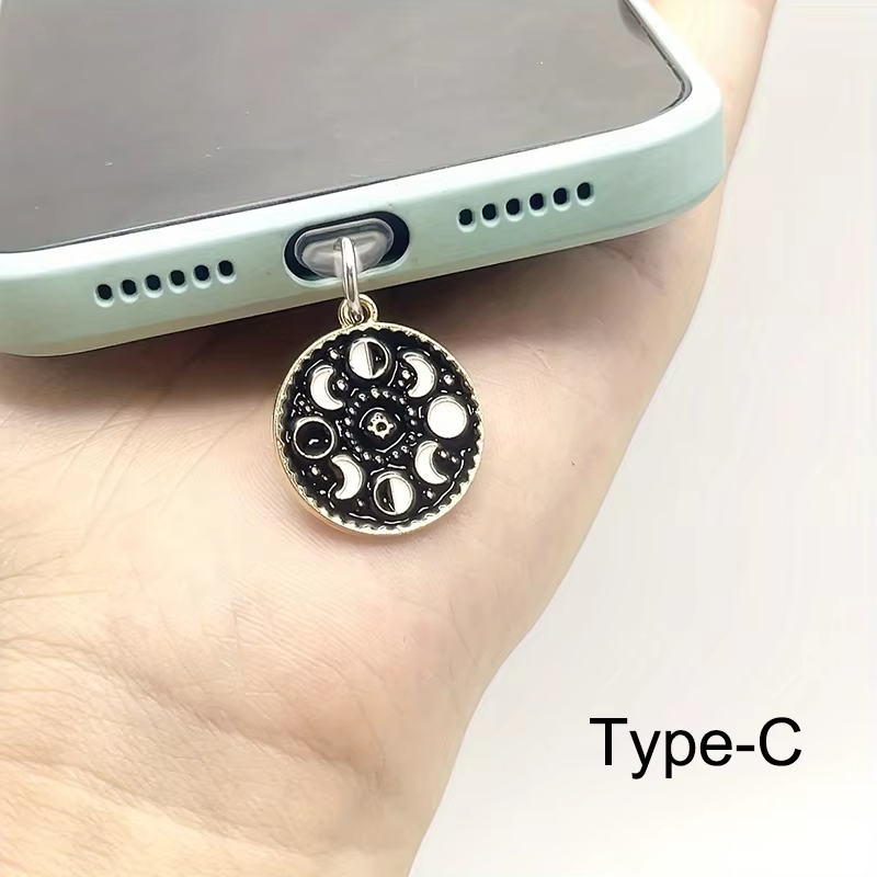 TEMU 1pc Colgante de Tapón Antipolvo para Teléfono, Disco Yin-Yang, Protector de Polvo para Puerto de Carga, Compatible con iPhone/Type-C/, Protector