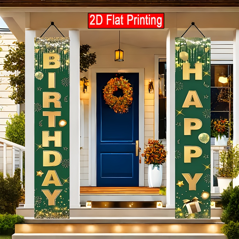 TEMU Lot de 2 rideaux de porte dorés en polyester pour anniversaire, 12x70,8 pouces, motif et doré pour anniversaire, convient , les fêtes et la