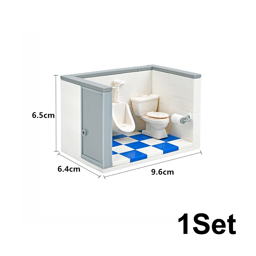 Image of Furniture Series Bathroom Toilet Sink Public Wc Building Blocks Commode Assemble Parts Bricks Toys For Kids Gift