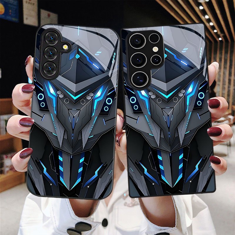 TEMU Futuristic Mecha Helmet Design Phone Case With Lens Protection - Compatible With Galaxy S9+/s10/s20+/s20 Ultra/s21 5g/s21+/s22/s23 Plus/s24