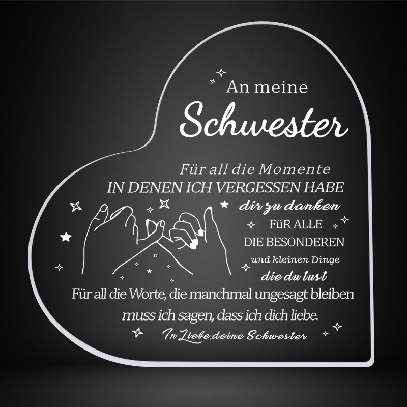 Image of [2d Flat] 1pc Of Acrylic Heart Plaque For Sisters, Perfect As A Birthday Gift Or Desk Decoration, Suitable For Occasions Like Christmas And Mother's Day