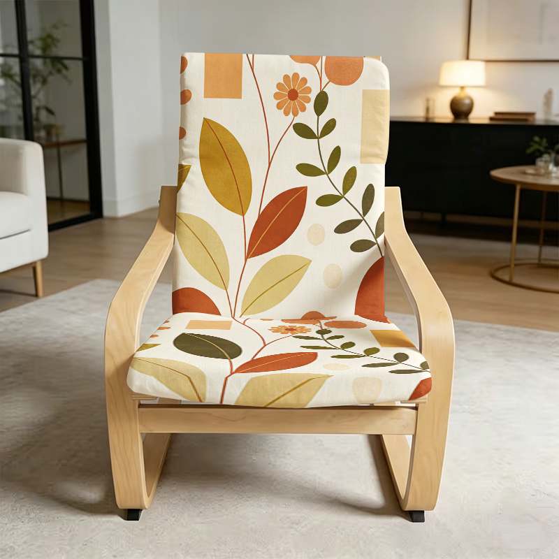 TEMU 1pc Bohemian Abstract Plant Recliner Cover Compatible For Chair Cushion Protector Cover, Elastic Stretchable Cover With Chair Slipcover, Elastic