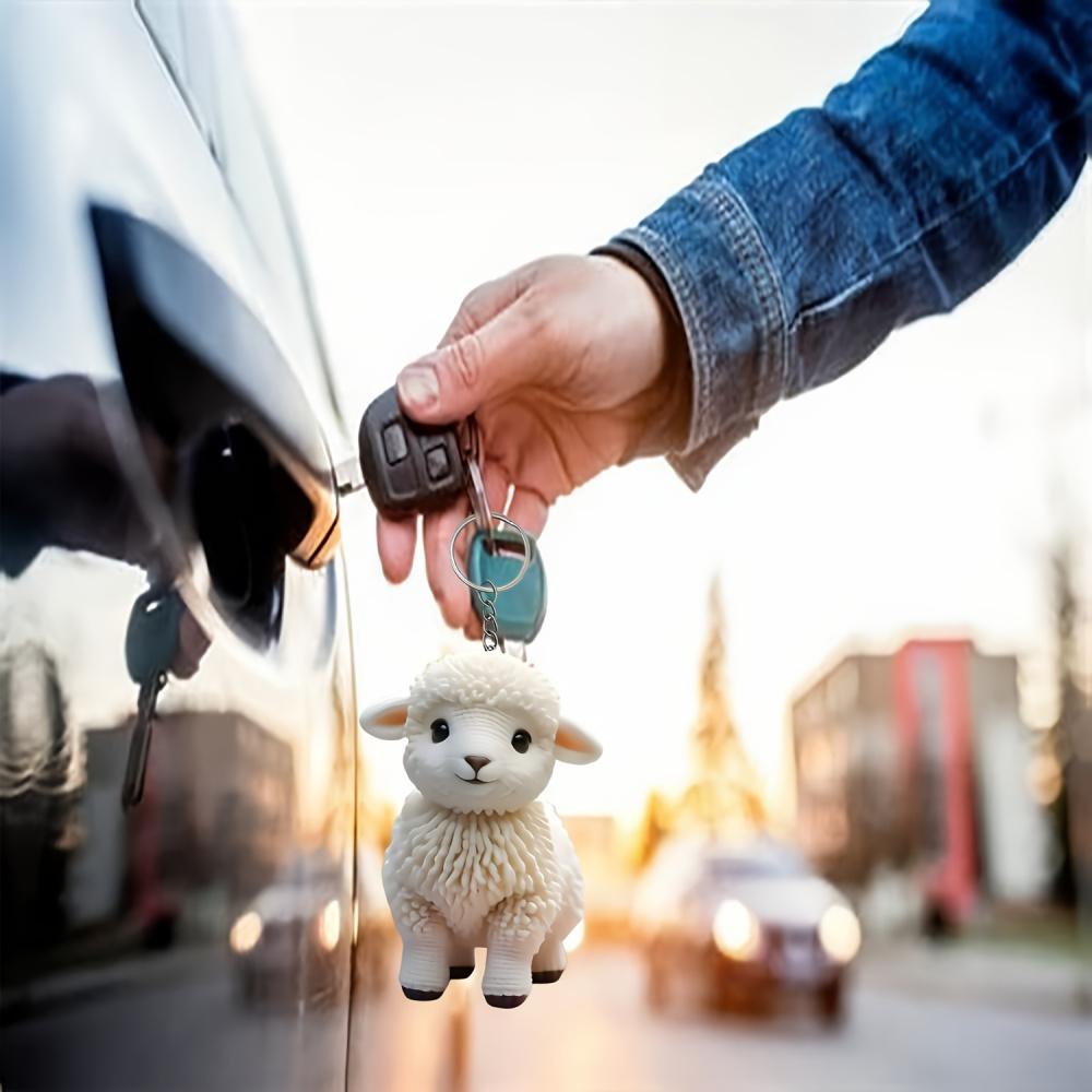 

Acrylic Sheep Keychain Car Hanging Ornament, Fashionable Keyring Accessory, Elegant Lamb Design, For Men And Women, Ideal For Halloween And Christmas Gifts