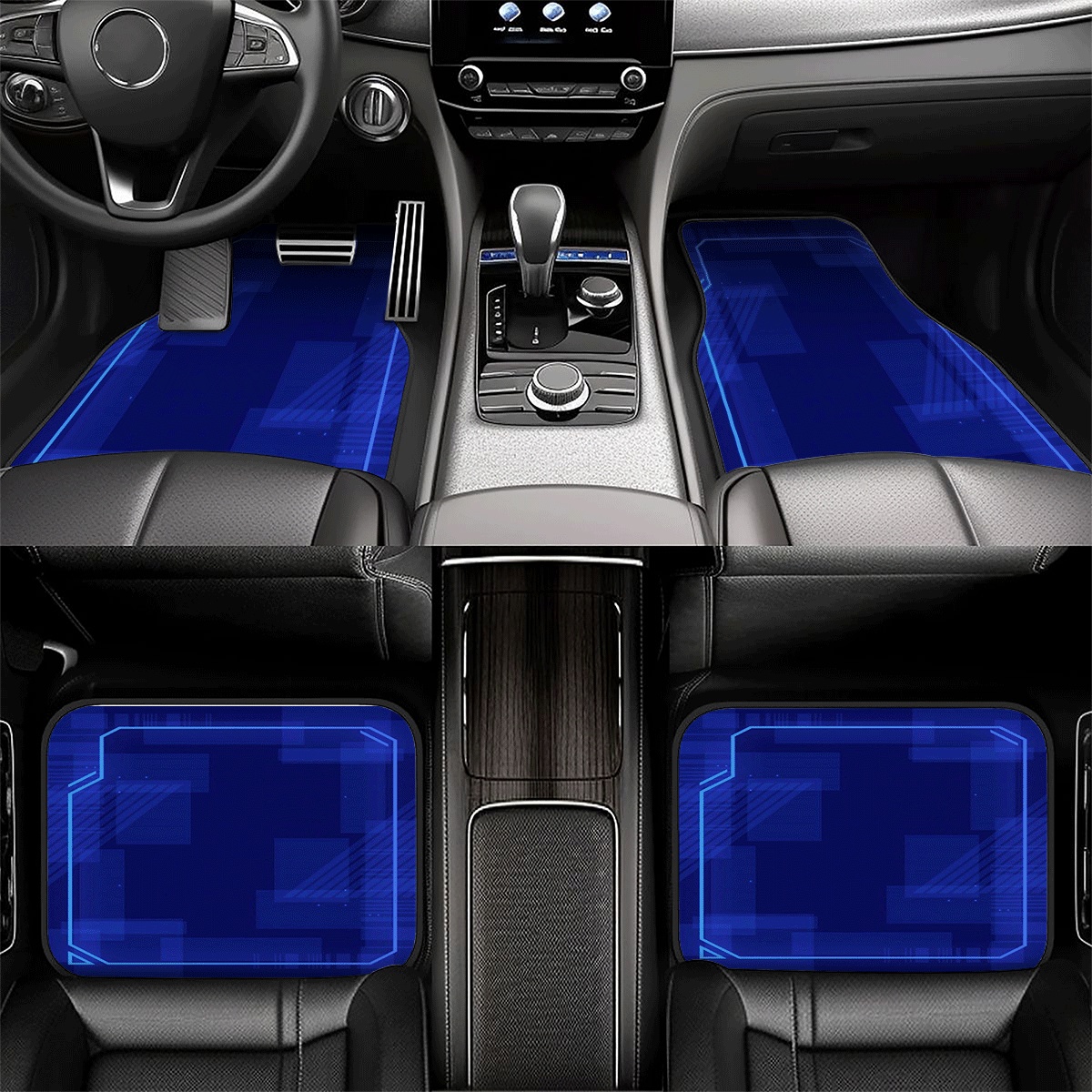 TEMU 4pcs Car Floor Mat Set | Polyester Carpet Material | Universal | Fits Sedan/suv/truck | Easy To Clean And Non-slip | Design | Unisex - Exquisite