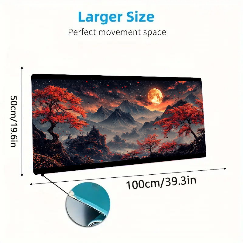 TEMU 1pc Moon Print Mouse Pad Computer Keyboard Pad Large Non-slip Mouse Pad Gaming Accessories Office Computer Pc Birthday Gift Gamer Laptop Light